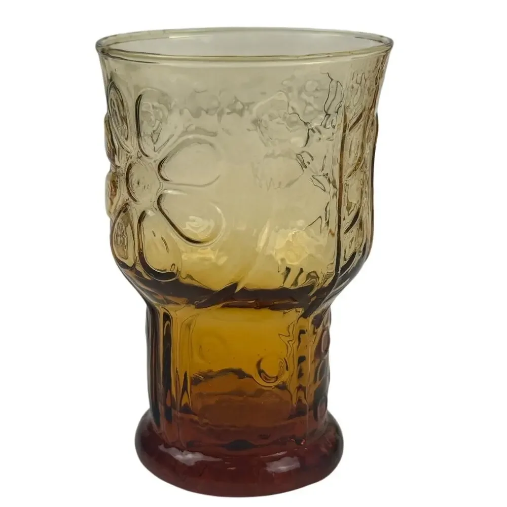Vintage Libbey Country Garden Daisy Amber 4
